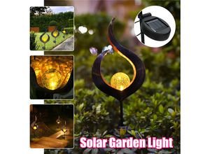 6443200832639 - Drillpro - Solar Power Metall led Gartenleuchte Outdoor Flammeneffekt Rasen Yard Decor (Schwarz Typ b)