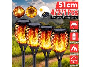 6443200977965 - Kingso - 4pcs Solar 12LEDs Taschenlampe Flammen Nachtlicht Outdoor Wasserdicht Hausgarten Landschaft Lampen Für Patio Yard Pathway