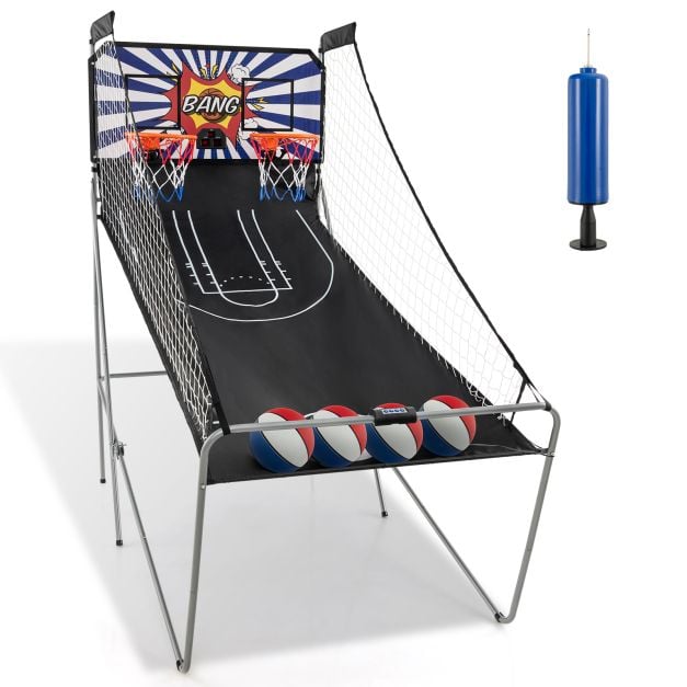 6473512538486 - Coast Basketball Arcade Game - 206x110x206 cm - Blau Weiß - 2 Spieler - Zusammenklappbar - Inklusive 3 Bälle & Pumpe 6473512538486 - Coast Basketball Arcade Game - 206x110x206 cm - Blau Weiß - 2 Spieler - Zusammenklappbar - Inklusive 3 Bälle & Pumpe