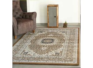 6694200001277 - Vimoda - Teppich Wohnzimmer Orient Stil Ornament Bordüre Braun Beige80 x 150 cm