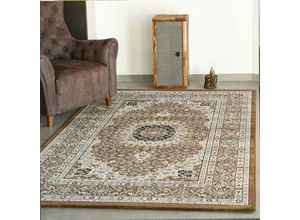 6694200002700 - Vimoda - Teppich Wohnzimmer Orient Stil Ornament Bordüre Braun Beige120 x 170 cm