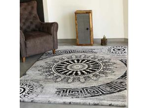 6694200025549 - Vimoda - Teppich kurzflor Klassisch Orient Design Vintage Mandala Dunkelbraun Grau Anthrazit für Wohnzimmer Schlafzimmer80 x 150 cm