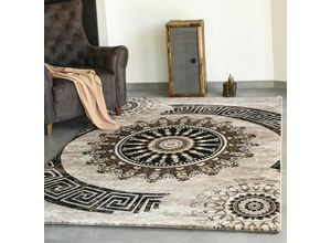 6694200026249 - Vimoda - Teppich kurzflor Klassisch Orient Design Vintage Mandala Dunkelbraun Braun Beige für Wohnzimmer Schlafzimmer80 x 150 cm