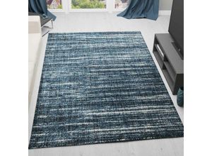 6694200055317 - Vimoda - Teppich kurzflor Modern dichter melierter Blau Weiß für Wohnzimmer Schlafzimmer kinderzimmer80x150 cm