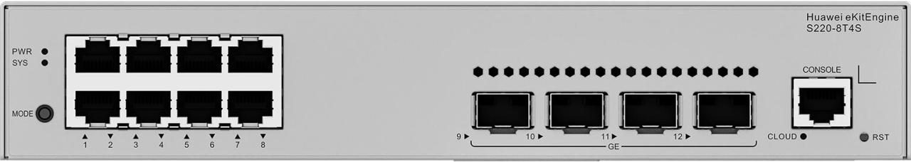 6901443455683 - 0 eKit Switch S220-8T4S 8x 1GbE RJ45 + 4x 1GbE SFP managed L2