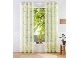 6920192963140 - Gardine LÜTTENHÜTT Waldtiere Gr 3 grün Gardinen 225cm Ösen 140cm Polyester bedruckte Kindergardine verschiedene Größen B140cm H225cm