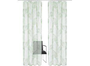 6920192965663 - Gardine MY HOME Paula Gr 3 grün B140cm H225cm Voile Polyester Gardinen Halbtransparent Voile Polyester