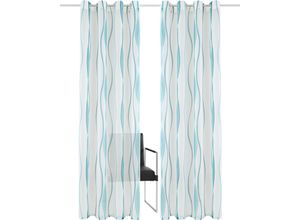 6920192967117 - Gardine MY HOME Dimona Gr 2 weiß (weiß petrol) B140cm H175cm Voile Polyester Gardinen 2-er Set transparent Voile Polyester Wellen