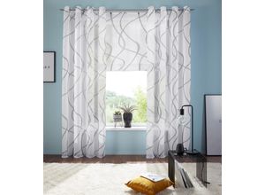 6920192967728 - Gardine MY HOME Bene Gr 2 grau B140cm H175cm Polyester Polyester Gardinen Transparent gemustert glatt verschiedene Größen