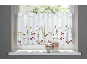 6920192975945 - Scheibengardine HOME AFFAIRE Bille Gr 4 bunt B120cm H45cm Voile Polyester Gardinen transparent mit einseitiger Stickerei waschbar Blumen Topseller