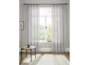 6920192976638 - Gardine MY HOME Fiete Gr 2 grau (stein) B140cm H175cm Polyester Gardinen Leinen Optik Sichtschutz halbtransparent einfarbig Leinenoptik