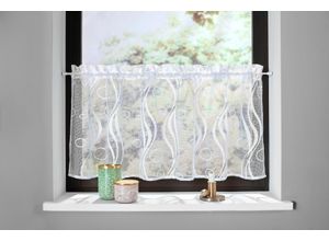 6920192976928 - Scheibengardine MY HOME Ramon Gardinen Gr 30 cm Stangendurchzug 90 cm weiß Scheibengardinen transparent Gardine Transparent Jacquard Polyester