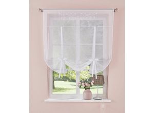 6920192977819 - Gardine HOME AFFAIRE Lulu Gardinen Gr 140 cm Stangendurchzug 60 cm weiß Landhaus Gardinen Gardine transparent Voile mit Stickerei