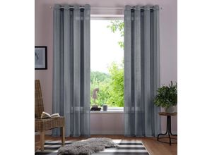 6920192978816 - Gardine HOME AFFAIRE Mara Gardinen Gr 145 cm Ösen 140 cm grau Landhaus Gardinen Gardine transparent Leinen Optik monochrom basic