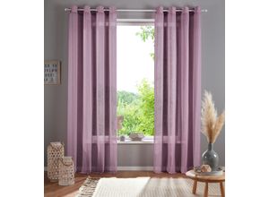 6920192978915 - Gardine HOME AFFAIRE Mara Gardinen Gr 265 cm Ösen 140 cm rosa (rose) Ösen transparent Leinen Optik monochrom basic