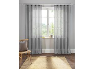 6920192978939 - Gardine HOME AFFAIRE Mara Gardinen Gr 145 cm Kräuselband 140 cm grau Landhaus Gardinen Gardine transparent Leinen Optik monochrom basic