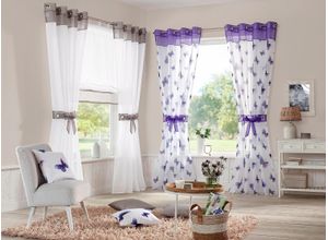 6920192980376 - Gardine MY HOME Villars Gr 2 grau B140cm H175cm Voile Polyester Gardinen Vorhang Fertiggardine inkl 2 Raffhalter transparent 2-er Set