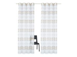 6920192982936 - Gardine Camposa my home Ösen (2 St) transparent Voile Vorhang Fertiggardine transparent Querstreifen beige