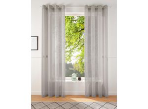 6920192986538 - Gardine MY HOME REGINA Gardinen Gr 265 cm Ösen 140 cm grau Ösen Vorhang Fertiggardine 2-er Set transparent modern Struktur