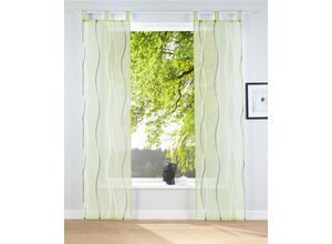 6920192989065 - Schiebegardine MY HOME Dimona Gr 2 grün B57cm H175cm Voile Polyester Gardinen 2er-Set Fertiggardine inkl Beschwerungsstange Wellen