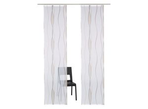 6920192989355 - Schiebegardine MY HOME Dimona Gr 1 grau (weiß taupe) B57cm H145cm Voile Polyester Gardinen 2-er Set Fertiggardine mit Befestigungszubehör Wellen