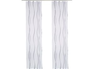 6920192989508 - Schiebegardine MY HOME Dimona Gr 4 weiß (weiß silbergrau) B57cm H245cm Voile Polyester Gardinen 2-er Set Fertiggardine mit Befestigungszubehör Wellen