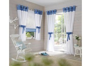 6920192990160 - Gardine Villars my home Ösen (2 St) transparent Voile Vorhang Fertiggardine inkl 2 Raffhalter transparent 2-er Set blau