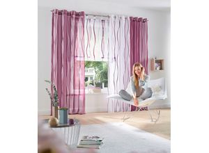 6920192990597 - Gardine MY HOME Dimona Gardinen Gr 145 cm Ösen 140 cm lila (beere) Ösen Gardine 2er-Set transparent Voile Polyester