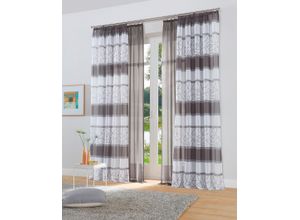 6920192991334 - Gardine MY HOME Napala Gardinen Gr 225 cm Kräuselband 140 cm grau Vorhang 2-er Set Fertiggardine transparent Querstreifen