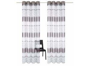 6920192991532 - Gardine Napala my home Ösen (2 St) transparent Voile Vorhang 2-er Set Fertiggardine transparent Querstreifen grau