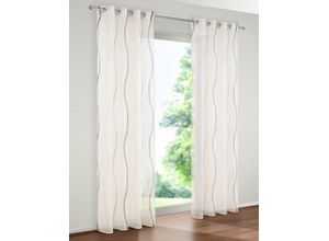 6920192996599 - Gardine MY HOME Dimona Gardinen Gr 265 cm Ösen 140 cm beige (creme schoko) 2-er Set transparent Voile Polyester Wellen