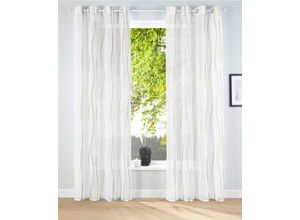 6920192996636 - Gardine MY HOME Dimona Gardinen Gr 265 cm Ösen 140 cm beige (creme grün) 2-er Set transparent Voile Polyester Wellen