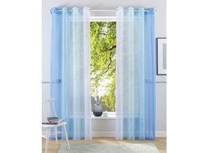 6920192998142 - Gardine MY HOME Valverde Gardinen Gr 295 cm Ösen 144 cm blau Ösen Gardine Vorhang 2-er Set Fertiggardine Farbverlauf