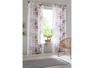 6920192998593 - Gardine HOME AFFAIRE Ina Gardinen Gr 225 cm Schlaufen 144 cm braun Schlaufen 2-er Set einseitig floral bedruckt Voile Blumen