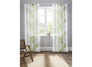 6920192998661 - Gardine HOME AFFAIRE Ina Gardinen Gr 245 cm Kräuselband 144 cm grün transparent 2-er Set einseitig bedruckt Voile