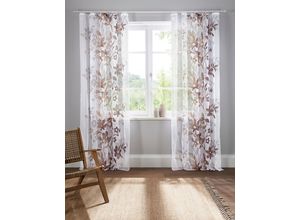 6920192998715 - Gardine HOME AFFAIRE Ina Gardinen Gr 225 cm Kräuselband 144 cm braun Landhaus Gardinen transparent einseitig bedruckt Voile