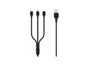 6920680862689 - Xo Schnellladekabel 3 en 1 - Mikro Typ c und Lightning zu usb - 1m - Farbe schwarz