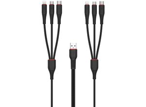 6920680880690 - Kabel NB196 6in1 usb - 2x Lightning + usb-c + microUSB 12m 35A   2m 25A schwarz - XO