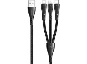 6921002669603 - Mamba Series 3 in 1 Lightning+Micro USB+Type-c Ladekabel 12m - Mcdodo