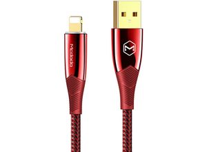 6921002680615 - Mcdodo Shark 3A Lightning Ladekabel Nylon Bruchsicher Datenkabel Schnell Ladegerät Fast Charge für iPhone 12m rot