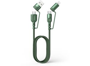 6921002680714 - Mcdodo 4-in-1 PD Fast Charge Schnellladekabel Ladegerät Kabel (Micro USB Typ-C 2x iOS) Anschluss kompatibel mit Smartphone in Grün