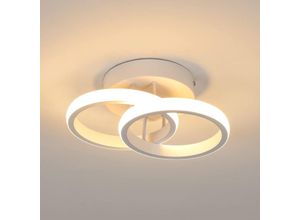 6926826307557 - COMELY LED-Deckenleuchte mit 2 Ringen Moderner Stil Beleuchtung für Flur Eingangsbereich Balkon Küche Wohnzimmer 22W - Weiß - Warmweißes Licht