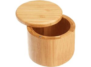 6927193384998 - Amirror Smart Ug - Totally Bamboo Salzstreuer Bambus-Aufbewahrungsbox mit magnetischem Drehdeckel Salzgravur auf dem Deckel Gewürzdose