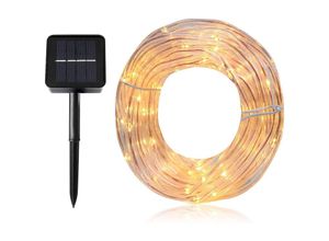 6927193452864 - Samoleus 12M 100 led Lichtschlauch Solar Wasserdicht IP65 Solar Lichterkette Außen weihnachtsbeleuchtung Aussen für Party und Weihnachten (Warmweiß)