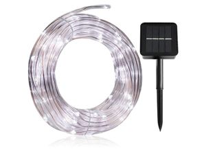 6927193452871 - Samoleus 12M 100 LED Lichtschlauch Solar Wasserdicht IP65 Solar Lichterkette Außen weihnachtsbeleuchtung Aussen für Party und Weihnachten (Weiß)