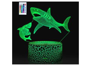 6927193454455 - Amirror Smart Ug - Kleine 3D-Tischlampe der Shark-Serie kreatives buntes visuelles LED-Licht mit Fernbedienung Style1