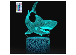 6927193454462 - Amirror Smart Ug - Kleine 3D-Tischlampe der Shark-Serie kreatives buntes visuelles LED-Licht mit Fernbedienung Style2