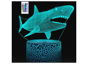 6927193454479 - Amirror Smart Ug - Kleine 3D-Tischlampe der Shark-Serie kreatives buntes visuelles LED-Licht mit Fernbedienung Style3