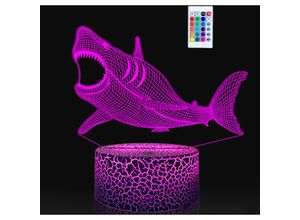 6927193454486 - Amirror Smart Ug - Kleine 3D-Tischlampe der Shark-Serie kreatives buntes visuelles LED-Licht mit Fernbedienung Style4