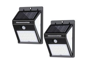 6927193456633 - Amirror Smart Ug - 2er-Pack Solarleuchten 3 Arbeitsmodi kabellose Solar-Wandleuchte für Garten Zaun Terrasse 140 Lichter